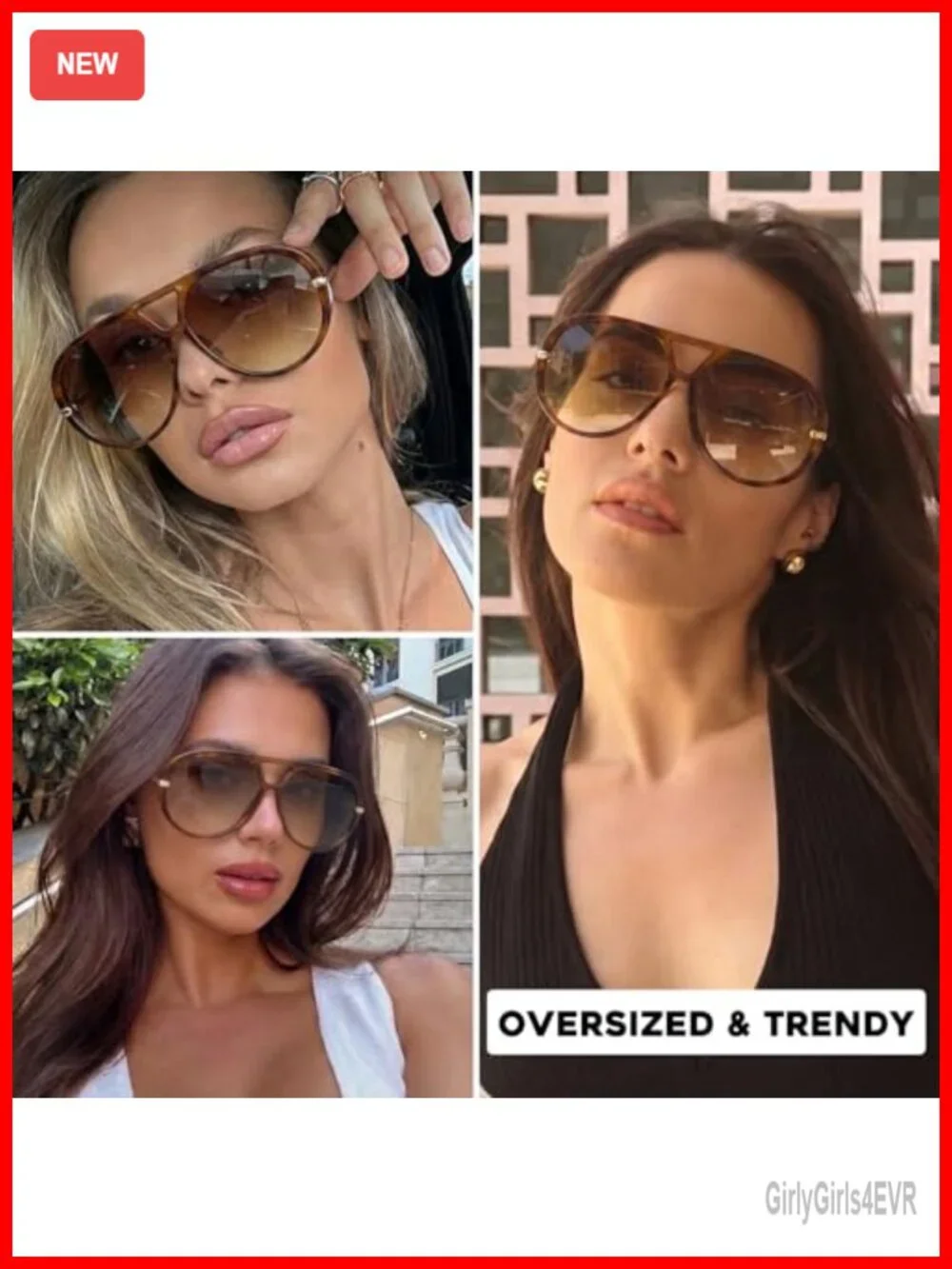 Oversized Aviator Sunglasses for Women Retro UV400 Protection